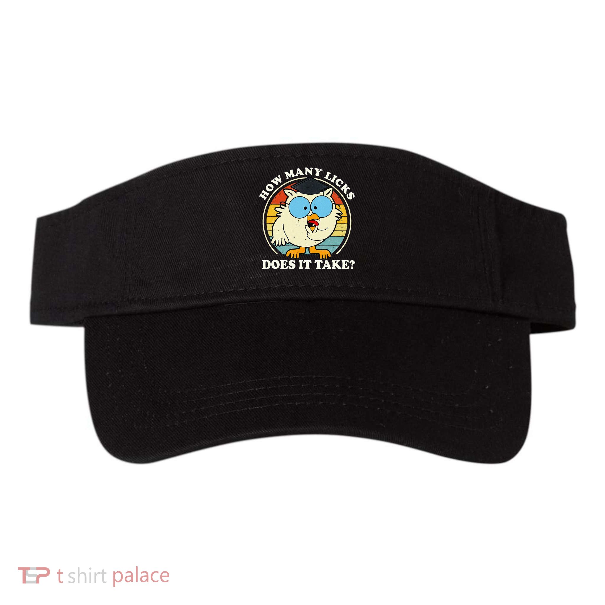 Funny Owl How Many Licks Does It Take Retro Vintage Visor