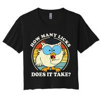 Funny Owl How Many Licks Does It Take Retro Vintage Crop Top