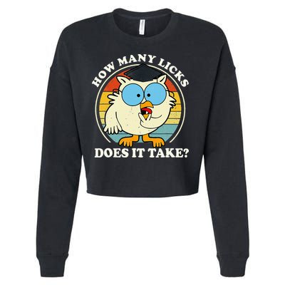 Funny Owl How Many Licks Does It Take Retro Vintage Cropped Pullover Crew