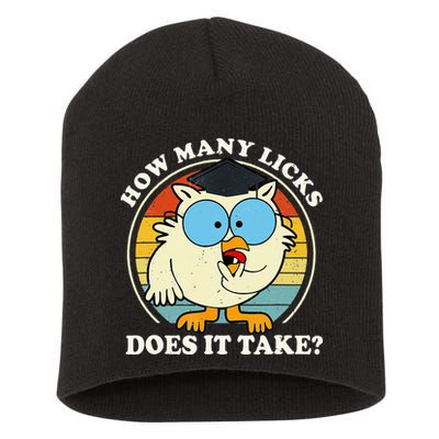 Funny Owl How Many Licks Does It Take Retro Vintage Short Acrylic Beanie
