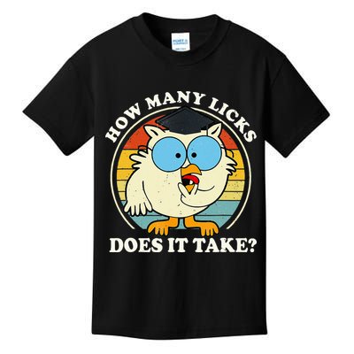 Funny Owl How Many Licks Does It Take Retro Vintage Kids T-Shirt