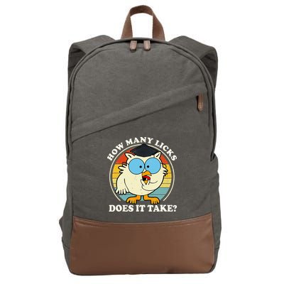 Funny Owl How Many Licks Does It Take Retro Vintage Cotton Canvas Backpack