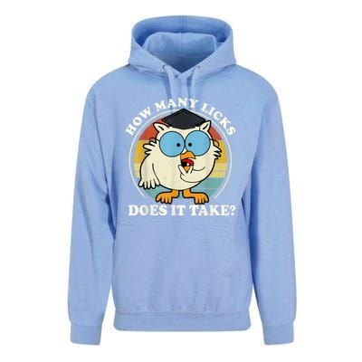 Funny Owl How Many Licks Does It Take Retro Vintage Unisex Surf Hoodie