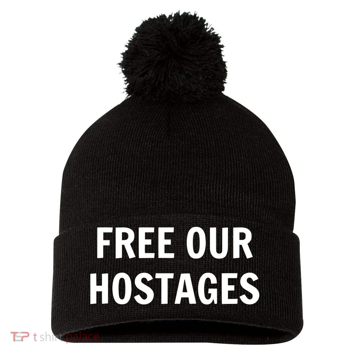 Free Our Hostages Pom Pom 12in Knit Beanie