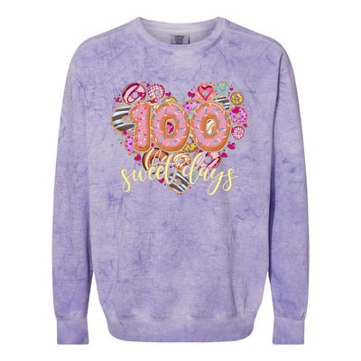 Funny One Hundred 100 Sweet Days Of School Donuts Colorblast Crewneck Sweatshirt