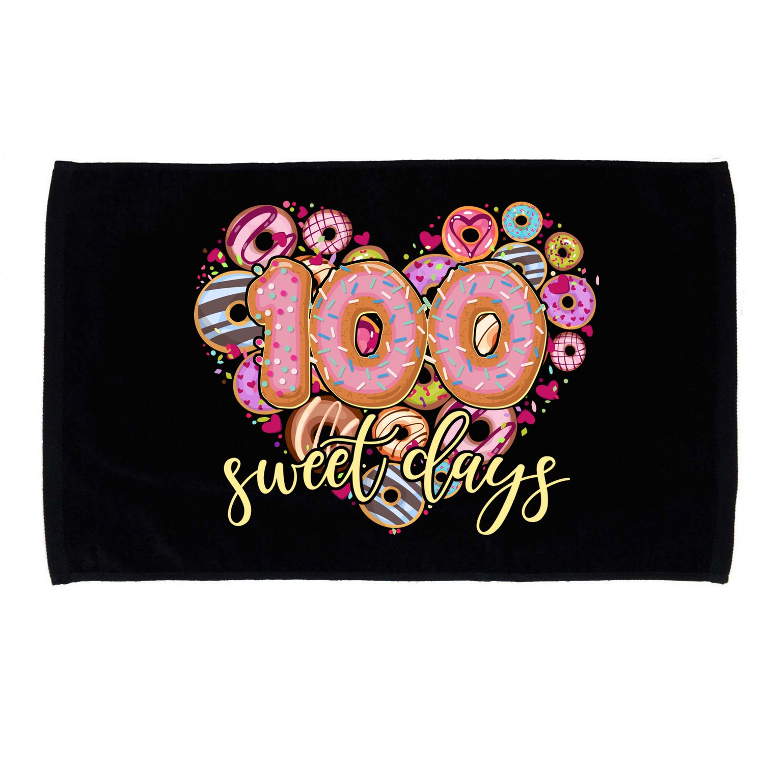 Funny One Hundred 100 Sweet Days Of School Donuts Microfiber Hand Towel