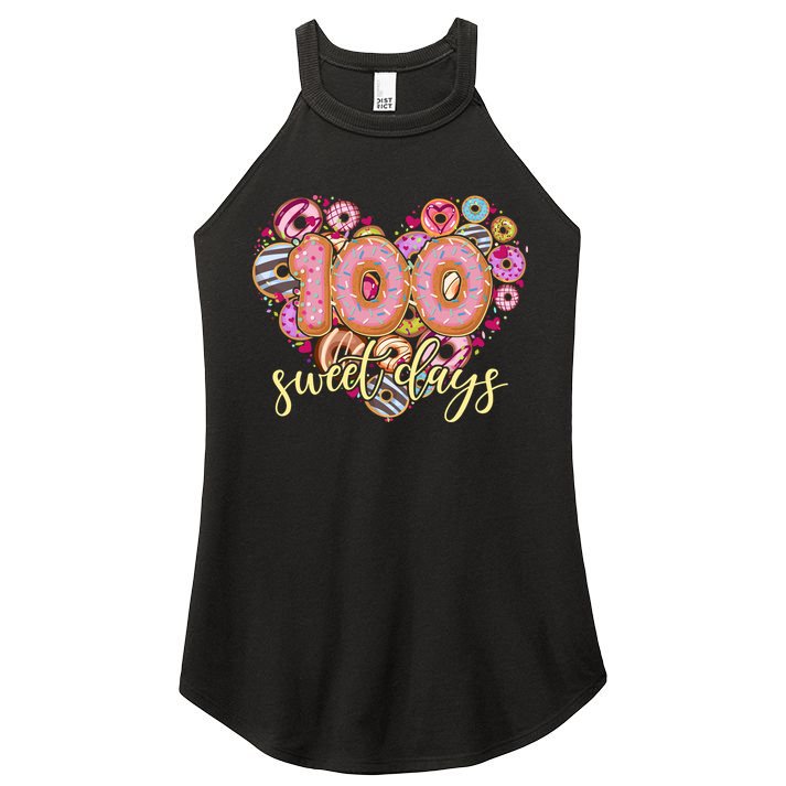 Funny One Hundred 100 Sweet Days Of School Donuts Women's Perfect Tri Rocker Tank