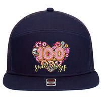 Funny One Hundred 100 Sweet Days Of School Donuts 7 Panel Mesh Trucker Snapback Hat