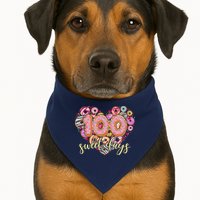 Funny One Hundred 100 Sweet Days Of School Donuts USA-Made Doggie Bandana