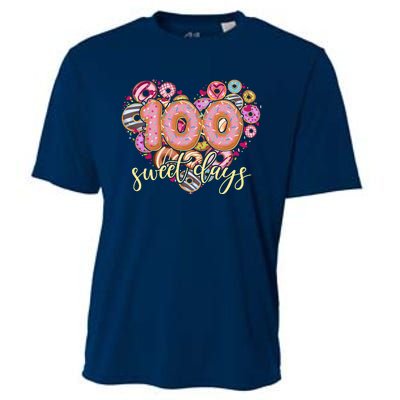 Funny One Hundred 100 Sweet Days Of School Donuts Cooling Performance Crew T-Shirt