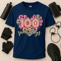 Funny One Hundred 100 Sweet Days Of School Donuts Cooling Performance Crew T-Shirt