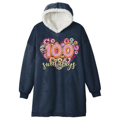 Funny One Hundred 100 Sweet Days Of School Donuts Hooded Wearable Blanket