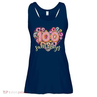 Funny One Hundred 100 Sweet Days Of School Donuts Ladies Essential Flowy Tank