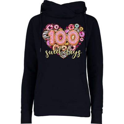 Funny One Hundred 100 Sweet Days Of School Donuts Womens Funnel Neck Pullover Hood