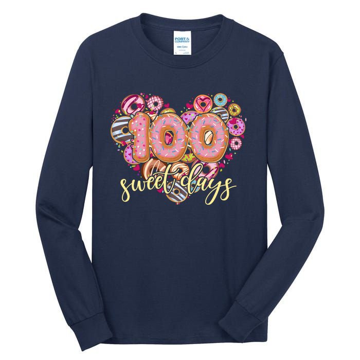 Funny One Hundred 100 Sweet Days Of School Donuts Tall Long Sleeve T-Shirt