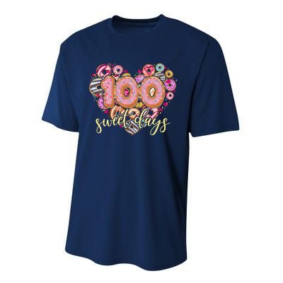 Funny One Hundred 100 Sweet Days Of School Donuts Performance Sprint T-Shirt