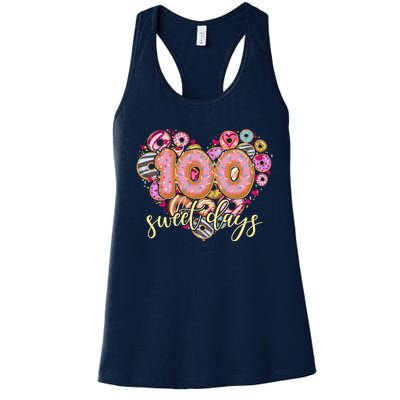 Funny One Hundred 100 Sweet Days Of School Donuts Women's Racerback Tank