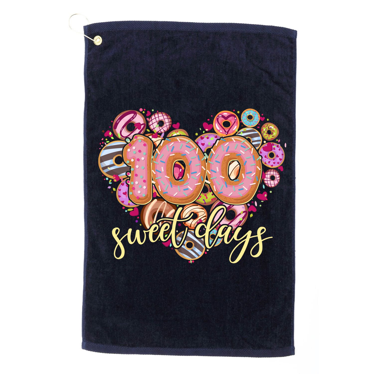 Funny One Hundred 100 Sweet Days Of School Donuts Golf Towel