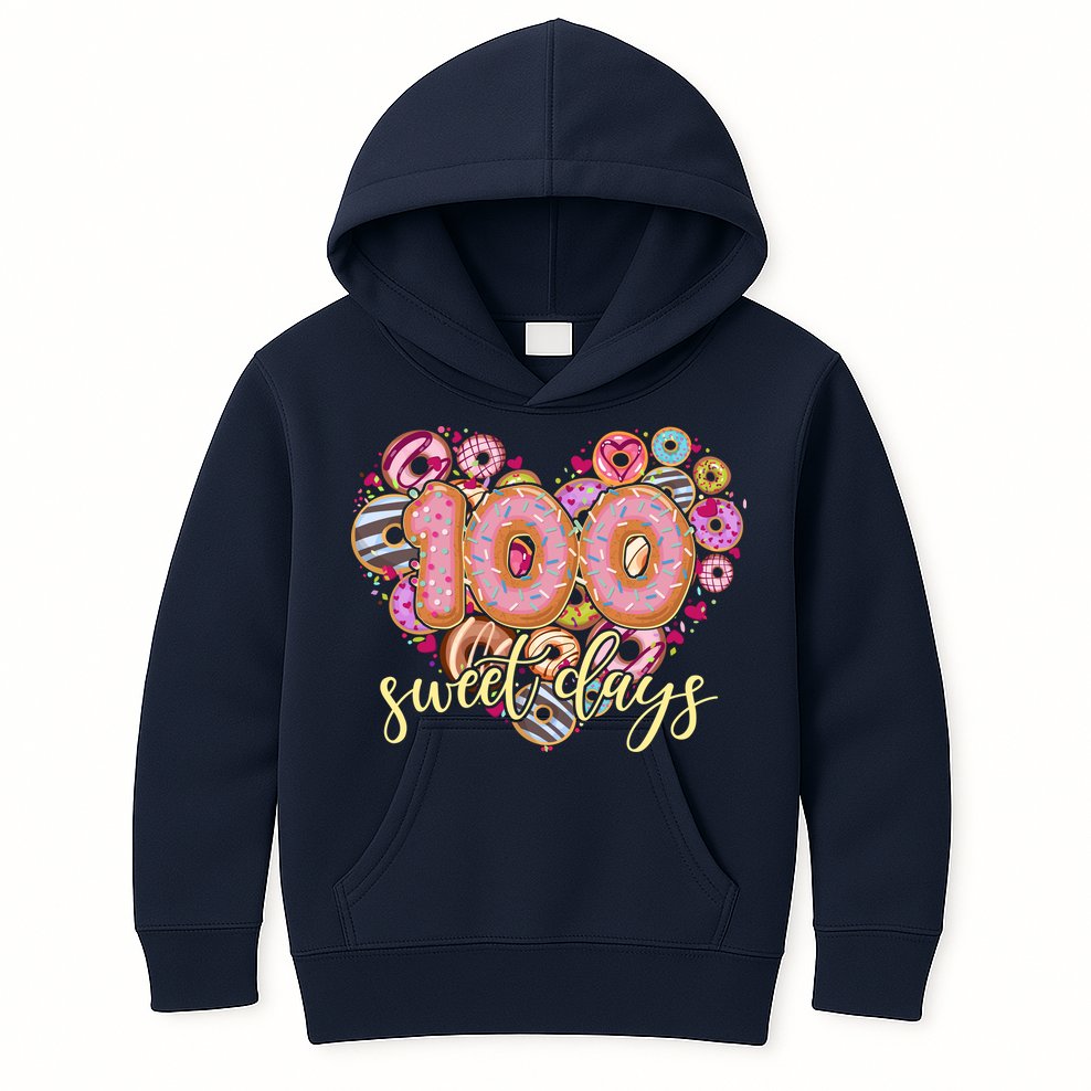 Funny One Hundred 100 Sweet Days Of School Donuts Kids Hoodie