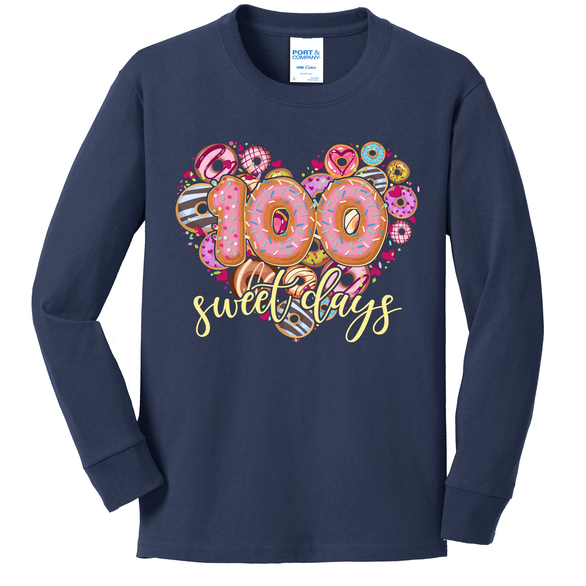 Funny One Hundred 100 Sweet Days Of School Donuts Kids Long Sleeve Shirt