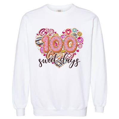 Funny One Hundred 100 Sweet Days Of School Donuts Garment-Dyed Sweatshirt
