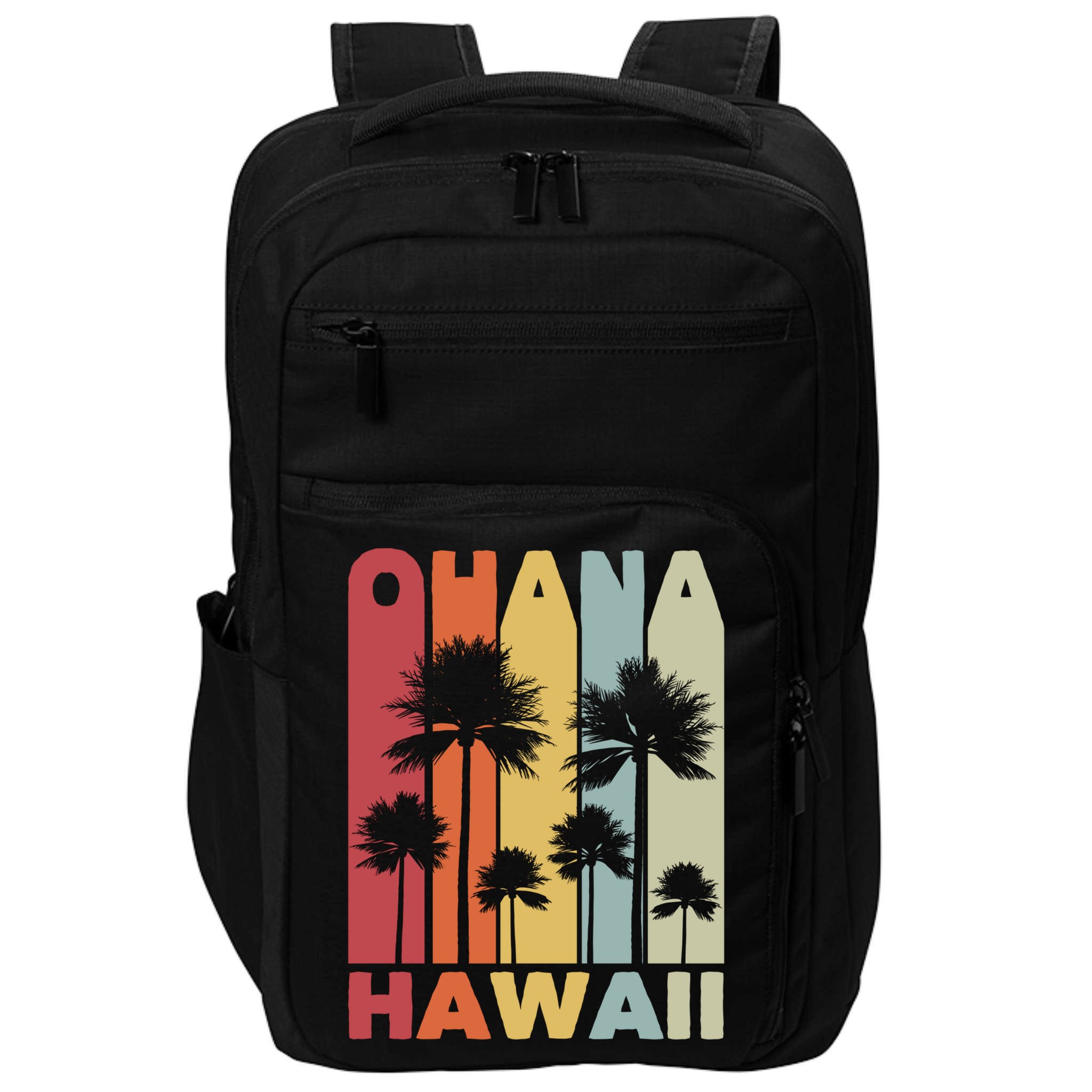Family Ohana Hawaiian Retro Hawaii Tropical Summer Vacation Gift Impact Tech Backpack
