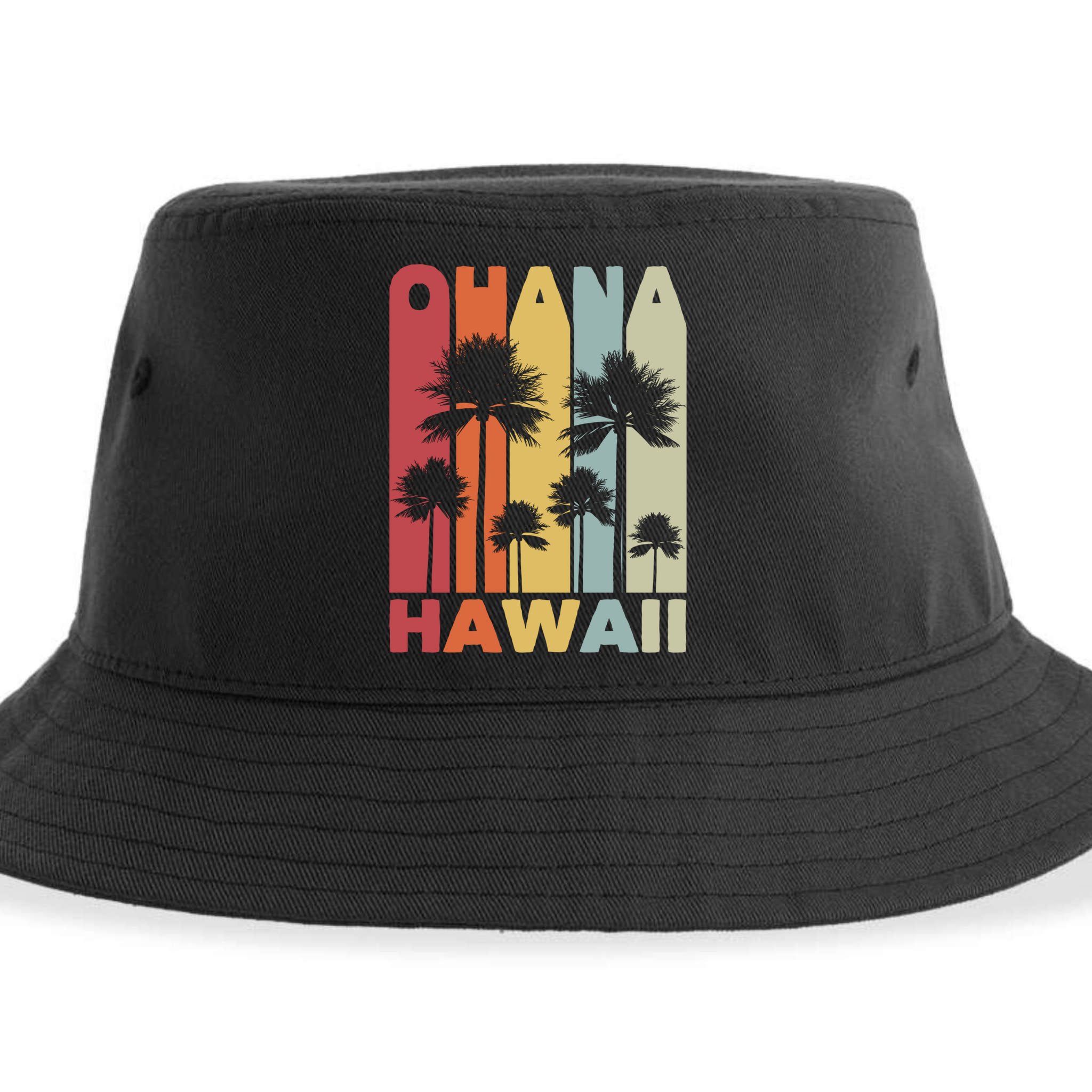 Family Ohana Hawaiian Retro Hawaii Tropical Summer Vacation Gift Sustainable Bucket Hat