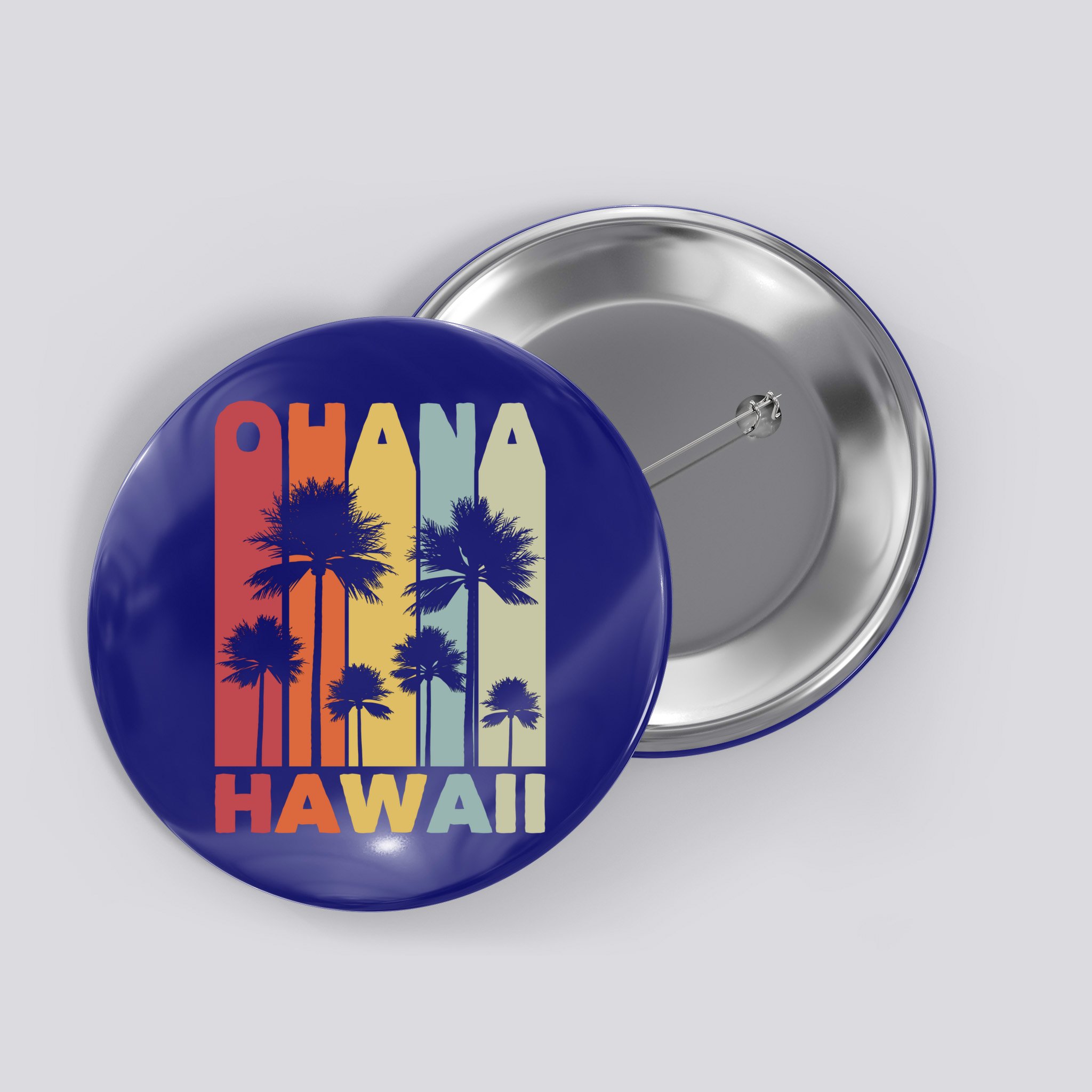 Family Ohana Hawaiian Retro Hawaii Tropical Summer Vacation Gift Button