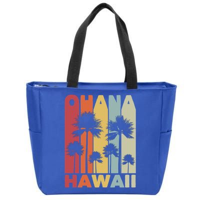 Family Ohana Hawaiian Retro Hawaii Tropical Summer Vacation Gift Zip Tote Bag