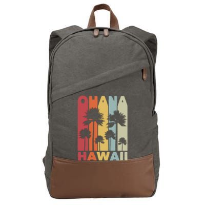 Family Ohana Hawaiian Retro Hawaii Tropical Summer Vacation Gift Cotton Canvas Backpack