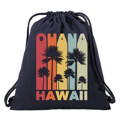 Family Ohana Hawaiian Retro Hawaii Tropical Summer Vacation Gift Drawstring Bag