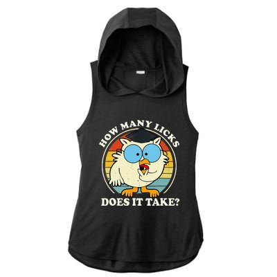 Funny Owl How Many Licks Does It Take Retro Vintage Ladies PosiCharge Tri-Blend Wicking Draft Hoodie Tank