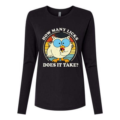 Funny Owl How Many Licks Does It Take Retro Vintage Womens Cotton Relaxed Long Sleeve T-Shirt