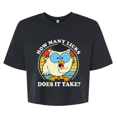 Funny Owl How Many Licks Does It Take Retro Vintage Bella+Canvas Jersey Crop Tee