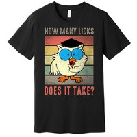 Funny Owl How Many Licks Does It Take Retro Vintage Premium T-Shirt