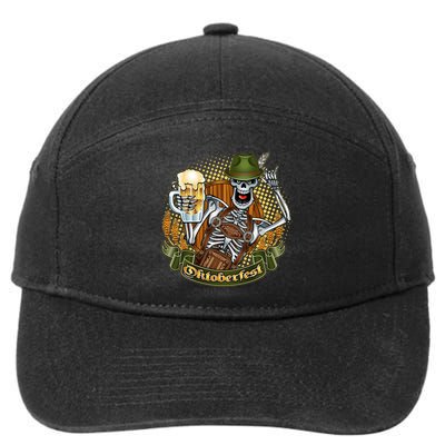 Funny Oktoberfest Halloween Skeleton 7-Panel Snapback Hat