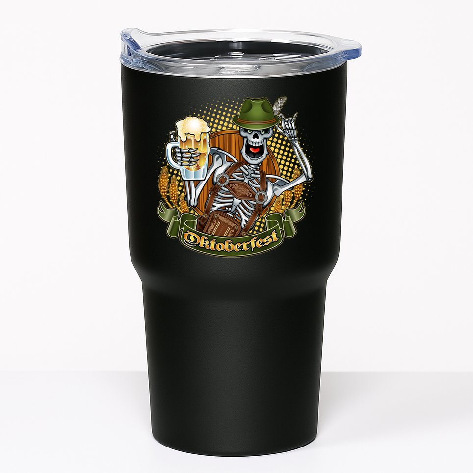 Funny Oktoberfest Halloween Skeleton Tumbler