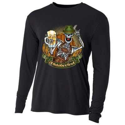 Funny Oktoberfest Halloween Skeleton Cooling Performance Long Sleeve Crew