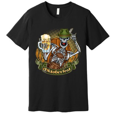 Funny Oktoberfest Halloween Skeleton Premium T-Shirt