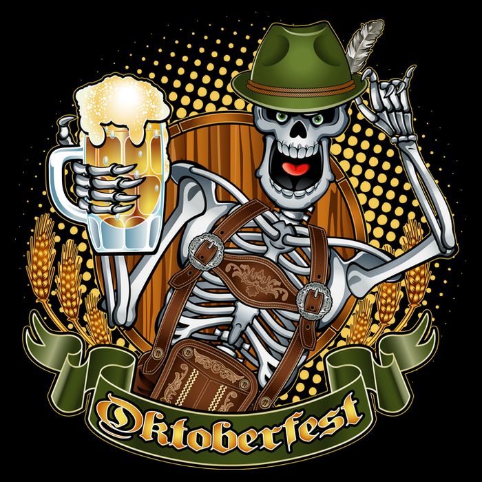 Funny Oktoberfest Halloween Skeleton Zip Tote Bag