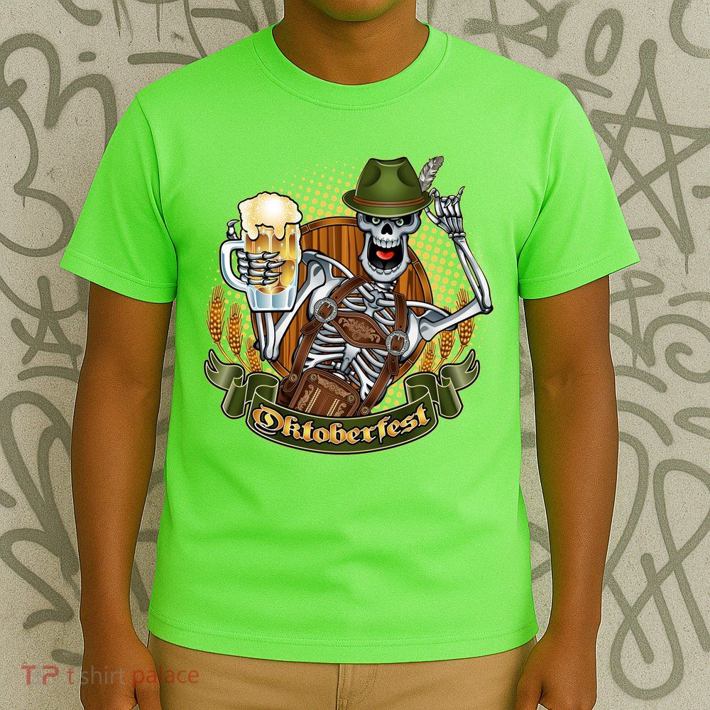 Funny Oktoberfest Halloween Skeleton T-Shirt