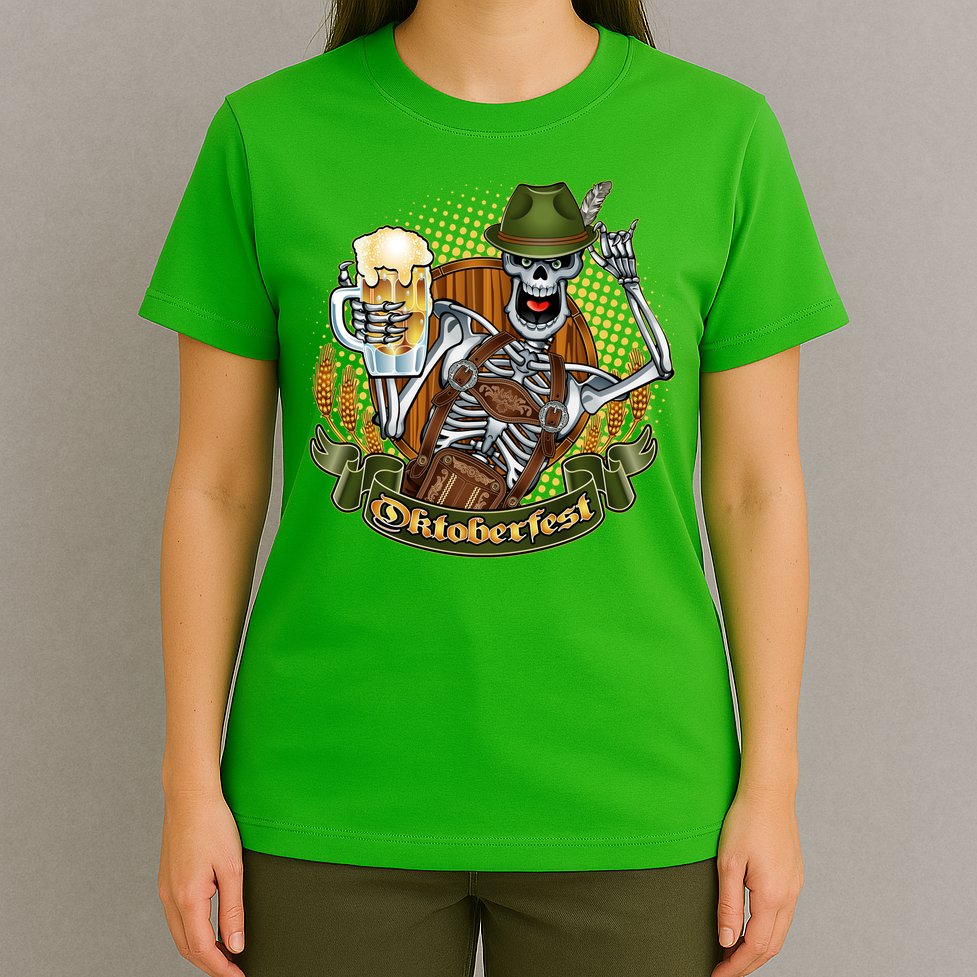 Funny Oktoberfest Halloween Skeleton T-Shirt