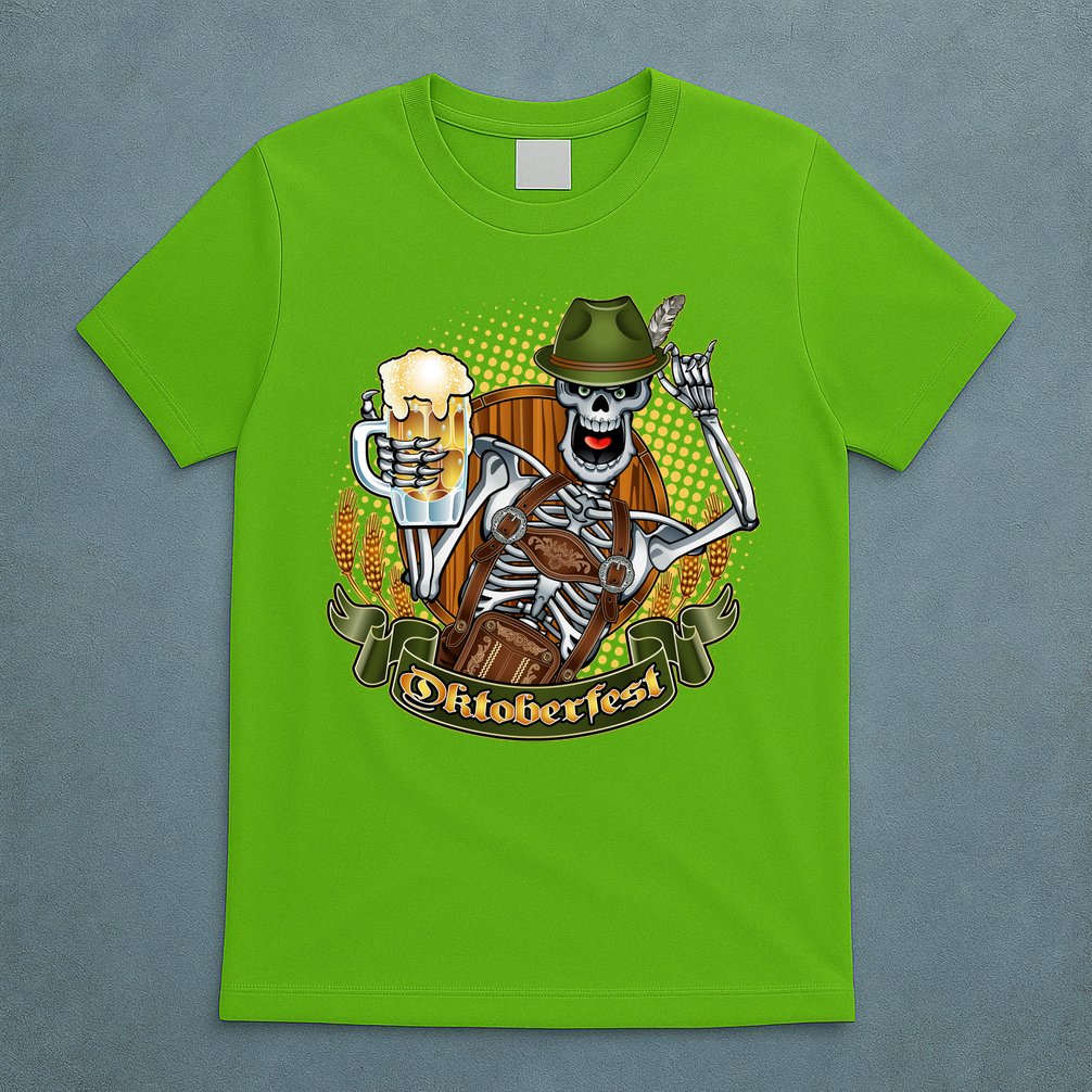 Funny Oktoberfest Halloween Skeleton T-Shirt