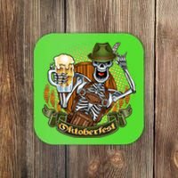 Funny Oktoberfest Halloween Skeleton Coaster