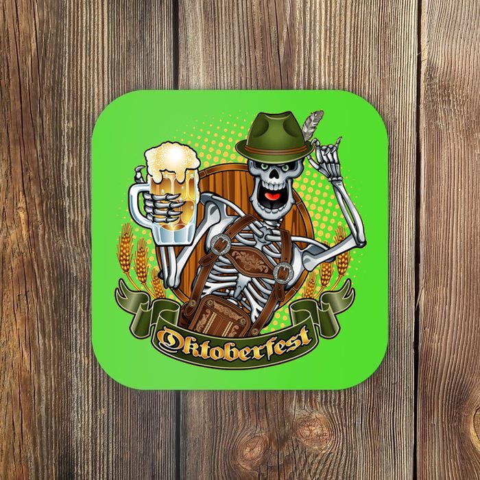 Funny Oktoberfest Halloween Skeleton Coaster