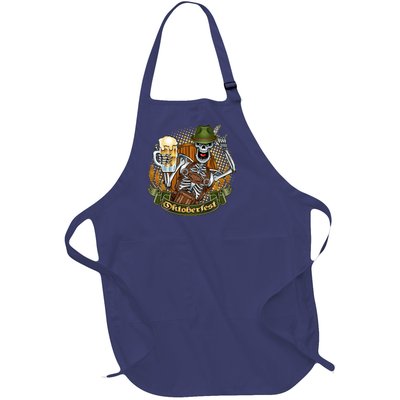 Funny Oktoberfest Halloween Skeleton Full-Length Apron With Pockets