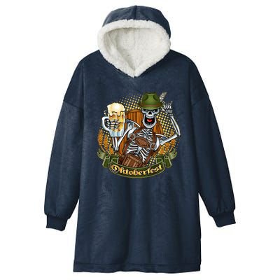 Funny Oktoberfest Halloween Skeleton Hooded Wearable Blanket