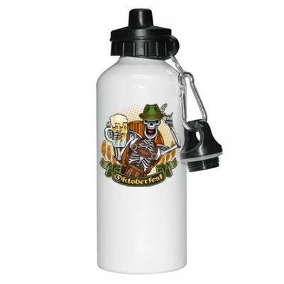 Funny Oktoberfest Halloween Skeleton Aluminum Water Bottle 