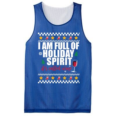 Full Of Holiday Spirit Called Wine Ugly Christmas Sweater Funny Gift Mesh Reversible Basketball Jersey Tank