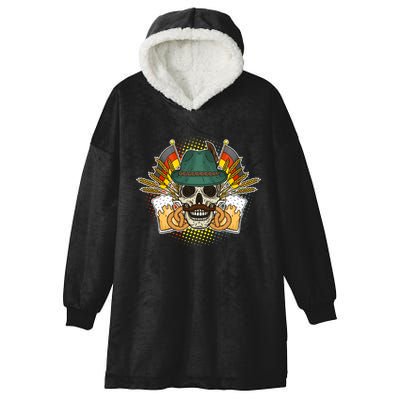 Funny Oktoberfest Halloween Skull Hooded Wearable Blanket